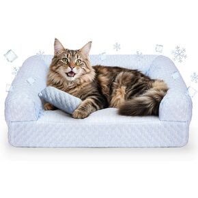 Cat Bed, Cat Beds for Indoor Cats, Summer Cooling Pet Sofa Bed, Washable Medium Pet Bed for Puppy and Small to Large Kitten with Anti-Slip Bottom, Fits Up to 65lbs Pets in Saudi Arabia