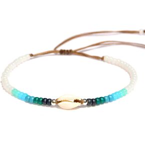 White Anklet for Women and Teen Girls, Adjustable Waterproof Natural Cowrie Seashell Beaded Ankle Bracelet, White & Sterling Silver Beads, Boho Beach Summer Hawaiian Style Jewelry, Handmade by Tribes in Kuwait