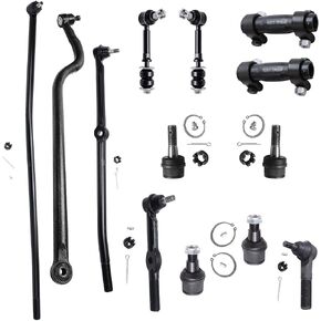 Detroit Axle - 4WD Front 13pc Suspension Kit for 1995 1996 1997 Dodge Ram 2500 3500, 4 Tie Rods 4 Ball Joints 2 Adjustment Sleeves 2 Sway Bars 1 Track Bar Replacement in Saudi Arabia
