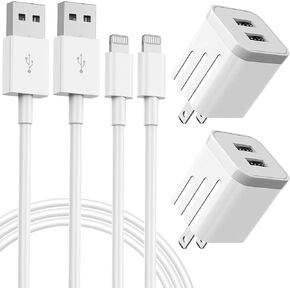 2 Pack iPhone Charger,iPhone 14 Wall Charger Cube Dual Port USB-A Adapter Block with 10FT USB A to Lightning Fast Charging Cable Cord for iPhone 14/13/12/11/Pro Max/Pro/Plus,8 Plus/7/6/XS/XR/X/SE,iPad in Saudi Arabia