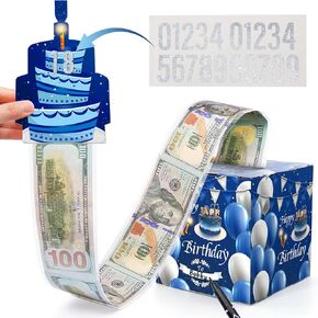 صندوق الهدايا الوردي مع 40 ٪ أكياس شفافة سحب صندوق المال المفاجئ لبطاقة عيد ميلاد سعيد وملصقات DIY لأي عمر طريقة ممتعة لإعطاء النقود للعائلة والأصدقاء in Kuwait