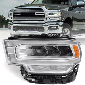 LED Headlight Assembly for Dodge Ram 2500 3500 2019 2020 2021 2022 2023 2024 Chrome Headlamp W/LED Daytime Running Light DRL Left Driver Side 68360181AD in Kuwait
