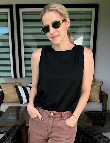 Zeagoo Womens Summer Tops Dressy Casual High Neck Sleeveless Shirts Basic Loose Fit Tank Tops Beach Vacation 2 Pack in Saudi Arabia
