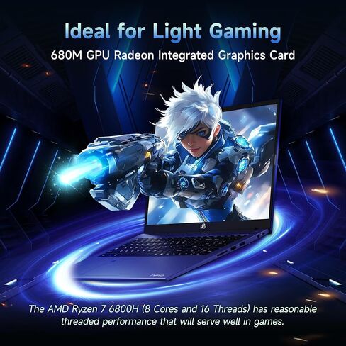 15.6'' FHD Business Gaming-Laptop-Computer - 6 Cores AMD Ryzen 5 6600H, 32GB DDR5 RAM 2TB SSD(Beat i5 12450H, Up to 4.5GHz), 100W Type C, 6 Cores 660M GPU, IPS, Fingerprint, Backlit Keyboard, Numpad in Saudi Arabia