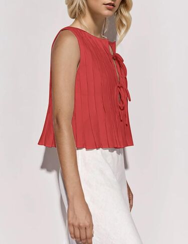 Women Y2K Tie Up Peplum Tank Tops Open Front Sleeveless Ruffle Hem Babydoll Shirts Summer Cute Going Out Vest Tops in Kuwait