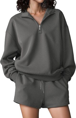 SHESHOW Fall Outfits for Women 2025 Fashion Quarter Zipper Sweatshirt Shorts Sweatsuits 2 Piece Set Tracksuit XS-XXL in Saudi Arabia