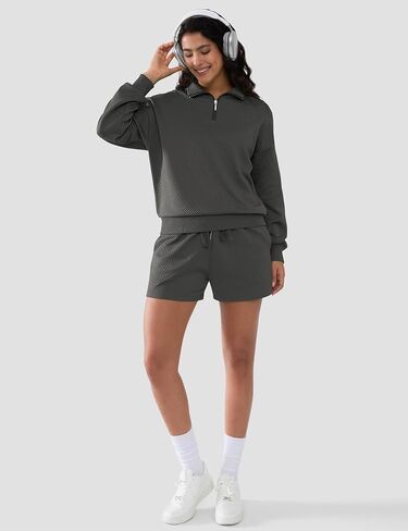 SHESHOW Fall Outfits for Women 2025 Fashion Quarter Zipper Sweatshirt Shorts Sweatsuits 2 Piece Set Tracksuit XS-XXL in Saudi Arabia