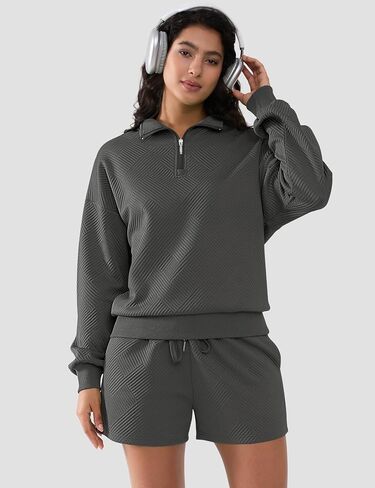 SHESHOW Fall Outfits for Women 2025 Fashion Quarter Zipper Sweatshirt Shorts Sweatsuits 2 Piece Set Tracksuit XS-XXL in Saudi Arabia