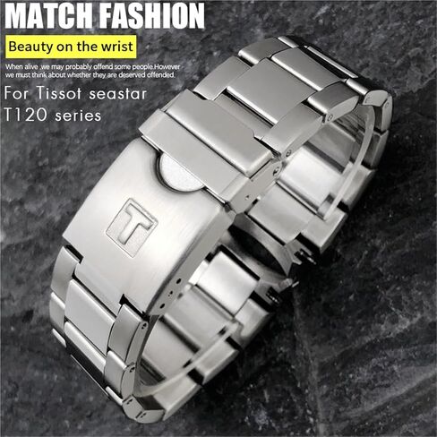 22 مم 21 مم حزام مراقبة الفولاذ المقاوم للصدأ الصلبة ل Tissot Seastar T120417 T120407 T120 Silver Watchband Bracelets أجزاء in Kuwait