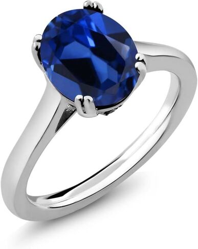 925 Sterling Silver Gemstone Birthstone و Black Diamond Solitaire Ring للنساء | بيضاوي 11x9mm مع حجر اللكنة 1.5 ملم | مجوهرات راقية للمشاركة الوعد الذكرى السنوية | الأحجام 5-9 in Kuwait