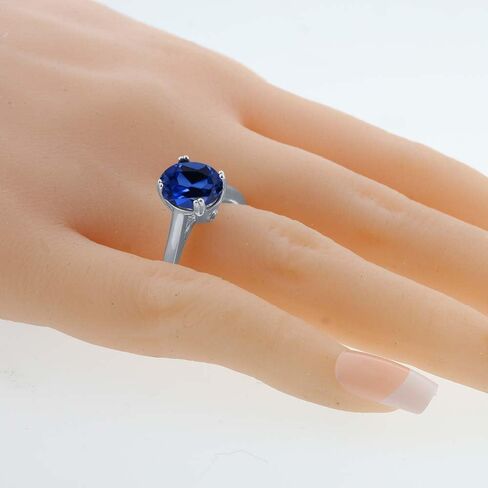 925 Sterling Silver Gemstone Birthstone و Black Diamond Solitaire Ring للنساء | بيضاوي 11x9mm مع حجر اللكنة 1.5 ملم | مجوهرات راقية للمشاركة الوعد الذكرى السنوية | الأحجام 5-9 in Kuwait
