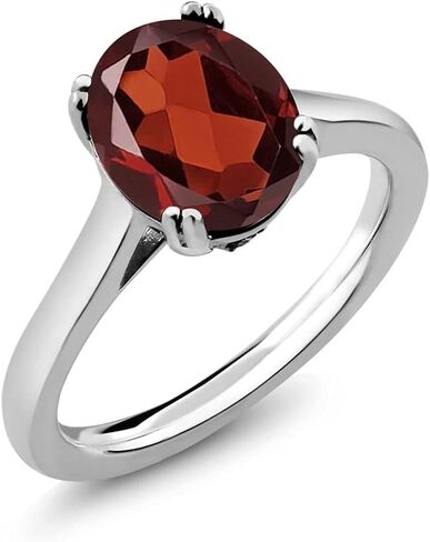 925 Sterling Silver Gemstone Birthstone و Black Diamond Solitaire Ring للنساء | بيضاوي 11x9mm مع حجر اللكنة 1.5 ملم | مجوهرات راقية للمشاركة الوعد الذكرى السنوية | الأحجام 5-9 in Kuwait