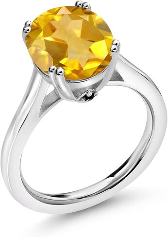 925 Sterling Silver Gemstone Birthstone و Black Diamond Solitaire Ring للنساء | بيضاوي 11x9mm مع حجر اللكنة 1.5 ملم | مجوهرات راقية للمشاركة الوعد الذكرى السنوية | الأحجام 5-9 in Kuwait