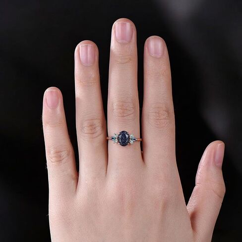Unique Galaxy Healing Oval Cut Blue Sandstone Engagement Ring Moss Agate Wedding Ring Vintage 14k Rose Gold June Birthstone Alexandrite Ring BY ZENITHCRAFTSS in Saudi Arabia