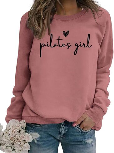 Pilates Sweatshirt Women's Pilates Lovers Long Sleeve Graphic Shirts Yoga Workout Crewneck Pullover Tops in Kuwait