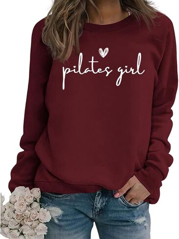 Pilates Sweatshirt Women's Pilates Lovers Long Sleeve Graphic Shirts Yoga Workout Crewneck Pullover Tops in Kuwait