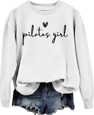 Pilates Sweatshirt Women's Pilates Lovers Long Sleeve Graphic Shirts Yoga Workout Crewneck Pullover Tops in Kuwait