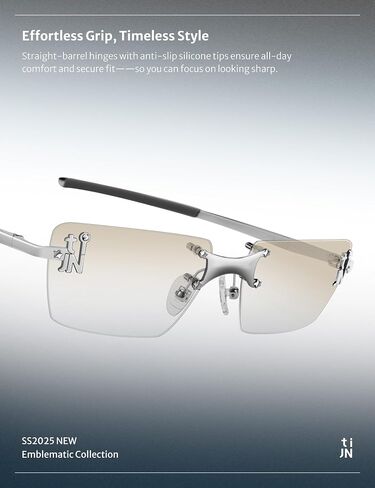 TIJN Rimless Blue Light Blocking Glasses for Women Men Trend Square Eyeglasses Bluelight Glasses for Computer/Screen Metal in Saudi Arabia
