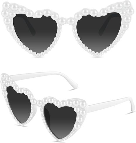 Plulon Heart Sunglasses for Women Bride White Heart على شكل قلب كلاسيكي كلاسيكي كلاسيكي خمر. in Saudi Arabia