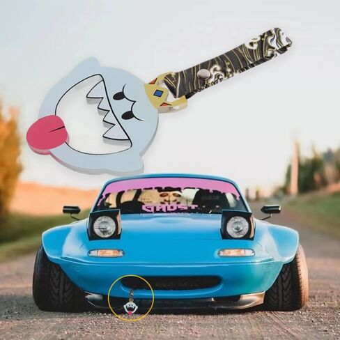 Q1-TECH, JDM Tsurikawa Ring Japanese Subway Train Bus Car Handle Cute Anime Cartoon Handle Hand Strap Rear Front Bumper Warning Rings Drift Charm Drift Car Accessory (KingBoo-GRW) in Saudi Arabia