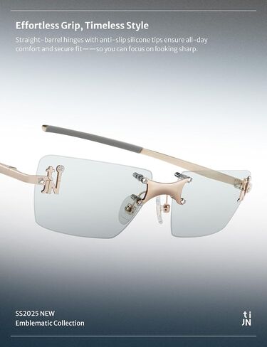 TIJN Rimless Blue Light Blocking Glasses for Women Men Trend Square Eyeglasses Bluelight Glasses for Computer/Screen Metal in Saudi Arabia