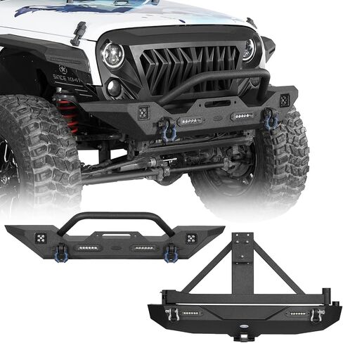 HOOKE ROAD الأمامي المصد ومجموعة المصد الخلفي مع حاملة إطارات احتياطية لعام 2007-2018 JEEP WRANGLER in Saudi Arabia