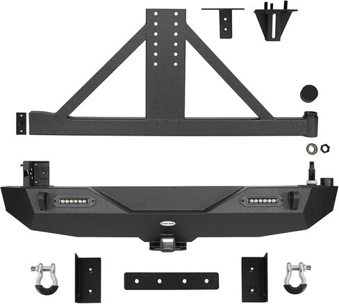 HOOKE ROAD الأمامي المصد ومجموعة المصد الخلفي مع حاملة إطارات احتياطية لعام 2007-2018 JEEP WRANGLER in Saudi Arabia