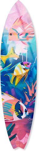Colorful Sea Life Surfboard Acrylic Wall Art Die-Cut Coastal Modern High-Gloss Home Decor, 15" x 60" in Saudi Arabia