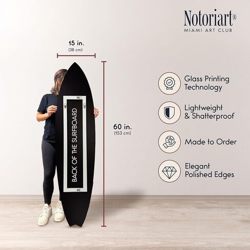 Colorful Sea Life Surfboard Acrylic Wall Art Die-Cut Coastal Modern High-Gloss Home Decor, 15" x 60" in Saudi Arabia