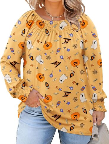 Micoson Womens Plus Size Tops Long Sleeve Dorts Crewneck Blouses Blouses Dary Dishal Fashion Tup (1x-5x) in Kuwait