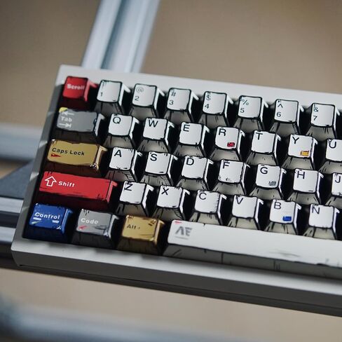 Japanese Manga Keycaps, PBT Side Printed Keycaps, Retro Custom Cherry Profile Keycap Set, 128 Keys Cool Anime Key Caps for 60%, 65%, 75%, 100% Cherry MX Switches Mechanical Keyboard in Saudi Arabia