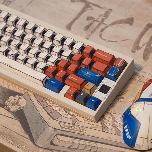 Japanese Manga Keycaps, PBT Side Printed Keycaps, Retro Custom Cherry Profile Keycap Set, 128 Keys Cool Anime Key Caps for 60%, 65%, 75%, 100% Cherry MX Switches Mechanical Keyboard in Saudi Arabia
