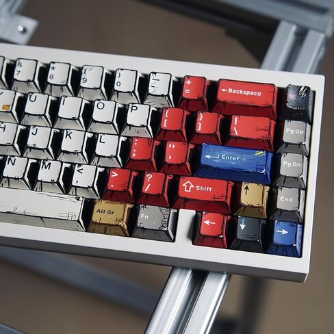 Japanese Manga Keycaps, PBT Side Printed Keycaps, Retro Custom Cherry Profile Keycap Set, 128 Keys Cool Anime Key Caps for 60%, 65%, 75%, 100% Cherry MX Switches Mechanical Keyboard in Saudi Arabia