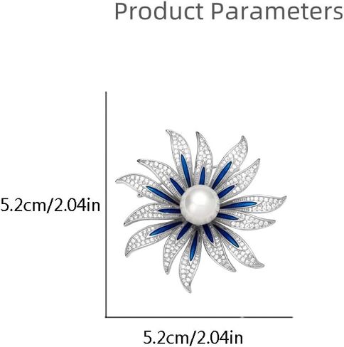 أنيقة عباد الشمس الأنيقة CZ White Pearl Blue المينا دبابيس صاخبة صدر السترة للنساء لذيذ براعم الكريستال زهرة الدبوس الدبوس المجوهرات لحفلات لباس الحفلات إكسسوارات ملحقات الملابس لعيد الشكر لها in Kuwait