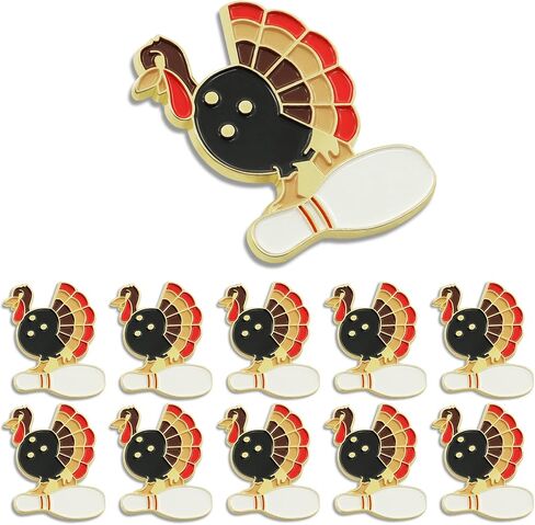 6/12/50/100 Pcs turkey Bowling Enamel Lapel Pin for Thanksgiving men women Hat Bag gift in Saudi Arabia