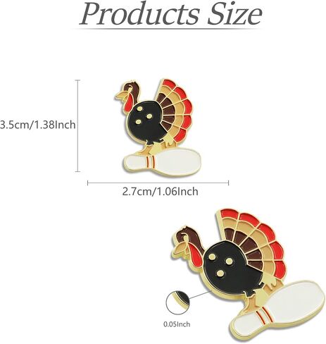6/12/50/100 Pcs turkey Bowling Enamel Lapel Pin for Thanksgiving men women Hat Bag gift in Saudi Arabia