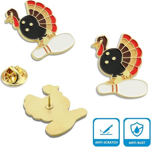 6/12/50/100 Pcs turkey Bowling Enamel Lapel Pin for Thanksgiving men women Hat Bag gift in Saudi Arabia