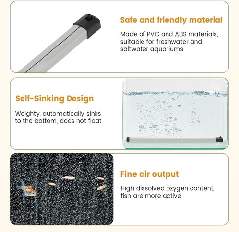 hygger Aquarium Bubble Strip, Nano Air Bubble Curtain Wall Aquarium Air Stone Kit, Quiet High Dissolved Oxygen Diffuser Fish Tank Bubbler Decorations for Freshwater Saltwater (13.8 Inch) in Kuwait