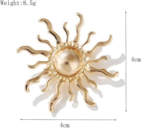 Vintage Gold Sun Brooch Pins for Women Men Personalized Large Sun Flower Statement Collar Brooches Minimalist Sunshine Brooch Fashion Birthday Jewelry in Saudi Arabia