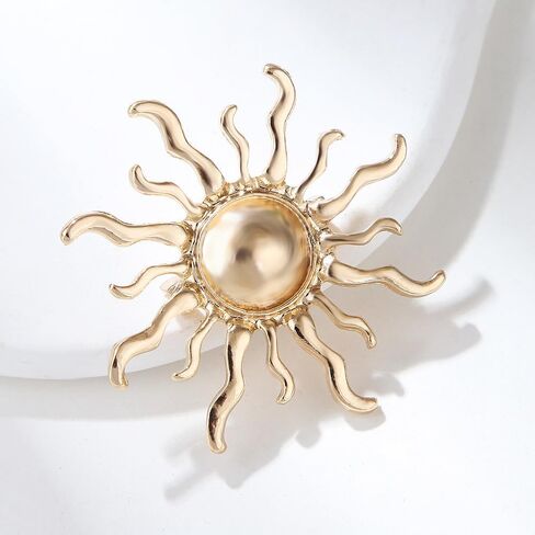 Vintage Gold Sun Brooch Pins for Women Men Personalized Large Sun Flower Statement Collar Brooches Minimalist Sunshine Brooch Fashion Birthday Jewelry in Saudi Arabia