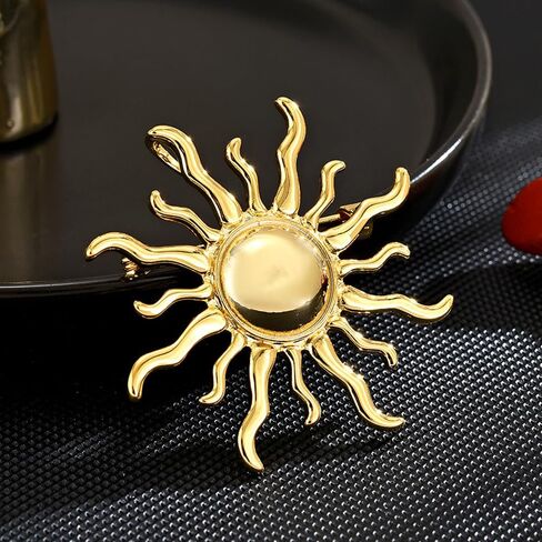 Vintage Gold Sun Brooch Pins for Women Men Personalized Large Sun Flower Statement Collar Brooches Minimalist Sunshine Brooch Fashion Birthday Jewelry in Saudi Arabia