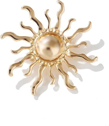 Vintage Gold Sun Brooch Pins for Women Men Personalized Large Sun Flower Statement Collar Brooches Minimalist Sunshine Brooch Fashion Birthday Jewelry in Saudi Arabia