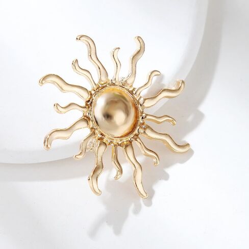 Vintage Gold Sun Brooch Pins for Women Men Personalized Large Sun Flower Statement Collar Brooches Minimalist Sunshine Brooch Fashion Birthday Jewelry in Saudi Arabia