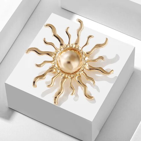 Vintage Gold Sun Brooch Pins for Women Men Personalized Large Sun Flower Statement Collar Brooches Minimalist Sunshine Brooch Fashion Birthday Jewelry in Saudi Arabia