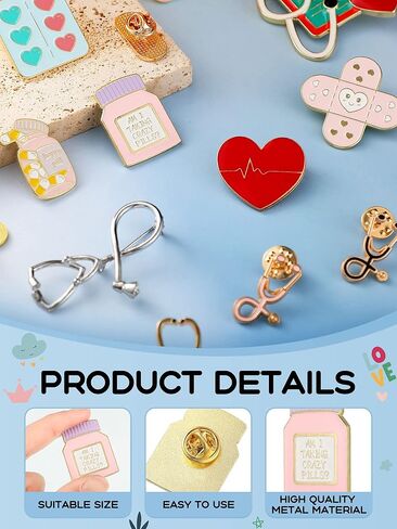 20 Pcs Nurse Enamel Pins for Badge Nursing Pins Bulk Cute Cartoon Doctor Stethoscope Pill Syringe Lapel Pins Backpack Pin for Nurse Day Gifts Hat Jacket Bag Decor(Nurse Style) in Saudi Arabia