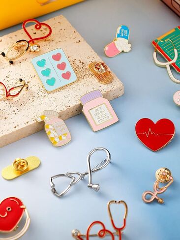 20 Pcs Nurse Enamel Pins for Badge Nursing Pins Bulk Cute Cartoon Doctor Stethoscope Pill Syringe Lapel Pins Backpack Pin for Nurse Day Gifts Hat Jacket Bag Decor(Nurse Style) in Saudi Arabia