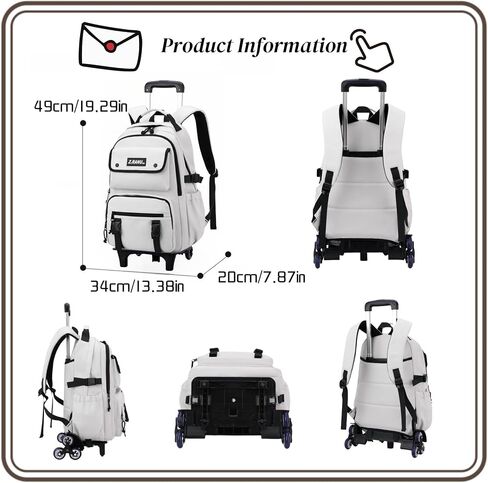 Solid-color Rolling Backpack for Boys Schoolbag for Middle School Students Trolley Bookbags for Elementary Boys in Kuwait