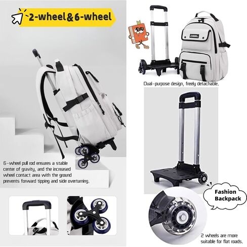 Solid-color Rolling Backpack for Boys Schoolbag for Middle School Students Trolley Bookbags for Elementary Boys in Kuwait