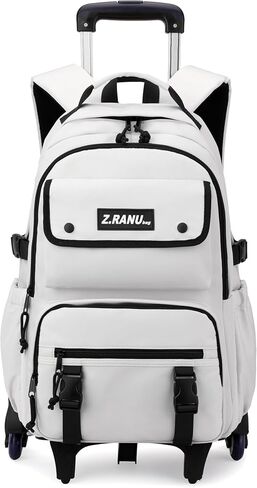 Solid-color Rolling Backpack for Boys Schoolbag for Middle School Students Trolley Bookbags for Elementary Boys in Kuwait