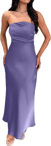 Memoriesea Women's Sexy Strapless Tube Bodycon Backless Wedding Guest Party Maxi Dress in Kuwait